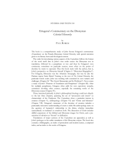 Eriugena`s Commentary on the Dionysian Celestial Hierarchy