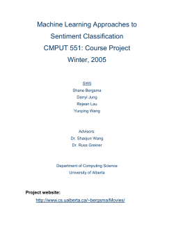 Machine Learning Approaches to Sentiment