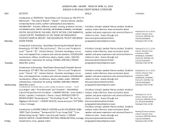 LESSON PLANS - SSHORT - WEEK OF APRIL 21, 2014 ENGLISH