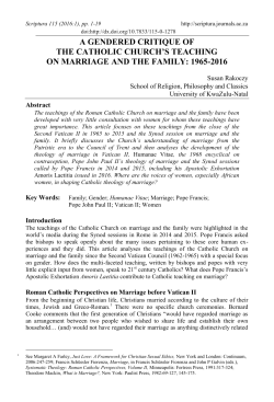 A GENDERED CRITIQUE OF THE CATHOLIC CHURCH`S