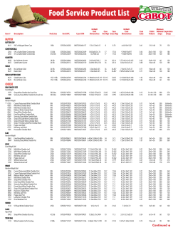 Food Service Product List