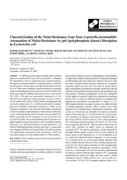 Characterization of the Nickel Resistance Gene from Legionella