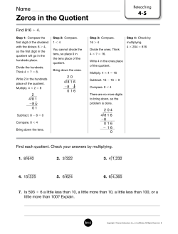 Zeros in the Quotient