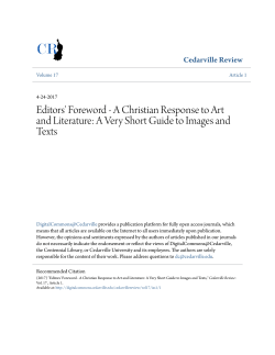 Editors` Foreword - A Christian Response to Art and Literature: A