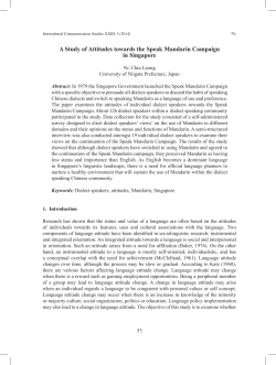 A Study of Attitudes towards the Speak Mandarin Campaign in