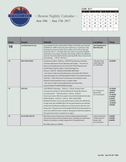 Boston Nightly Calendar