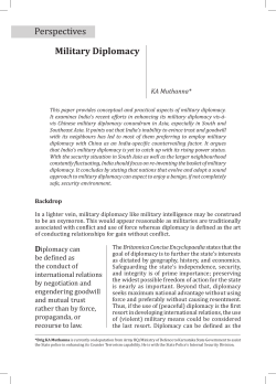 Military Diplomacy - Institute for Defence Studies and Analyses