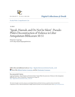 "Speak, Hannah, and Do Not be Silent": Pseudo-Philo`s