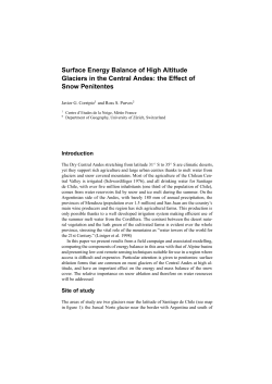 Surface Energy Balance of High Altitude Glaciers in the Central