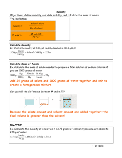 Note Sheet Molality