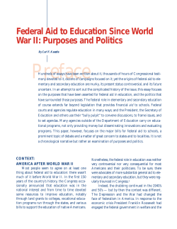 Federal Aid to Education Since World War II: Purposes and Politics