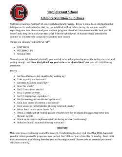 The Covenant School Athletics Nutrition Guidelines
