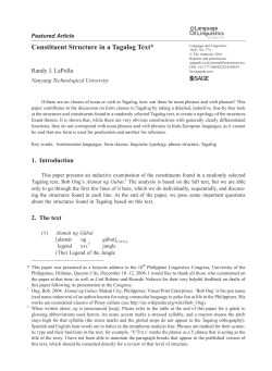 Constituent Structure in a Tagalog Text*