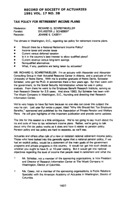 Tax Policy for Retirement Income Plans