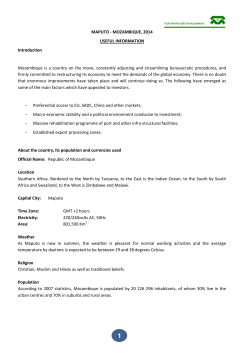 MAPUTO - MOZAMBIQUE, 2014 USEFUL INFORMATION