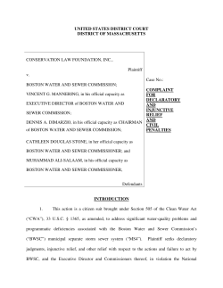 CLF`s lawsuit against the Boston Water and Sewer Commission