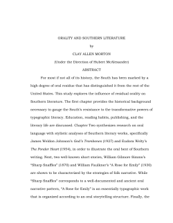 ORALITY AND SOUTHERN LITERATURE by CLAY ALLEN