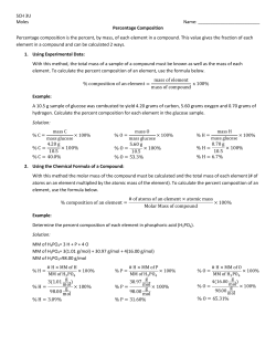 SCH 3U Moles Name: Percentage Composition