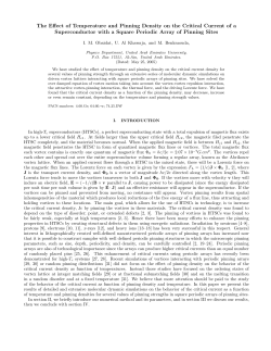The Effect of Temperature and Pinning Density on the Critical