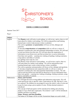 Prep 2 Curriculum Brief - st