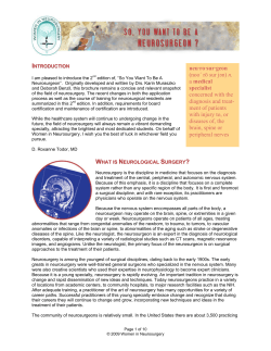 So, You Want to be a Neurosurgeon