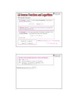 Pre-calculus Concepts: Find the inverse of 1 . f x x = &minus; &minus;