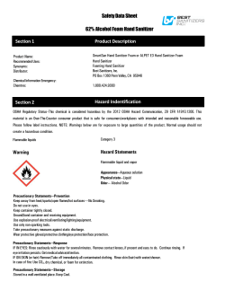 Safety Data Sheet 62% Alcohol Foam Hand Sanitizer Warning