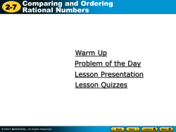 2.7 Comparing and Ordering Rational Numbers