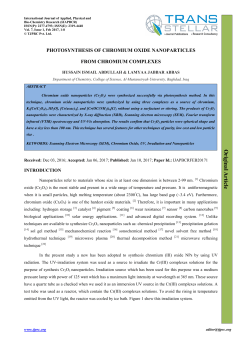 Photosynthesis of Chromium Oxide Nanoparticles from