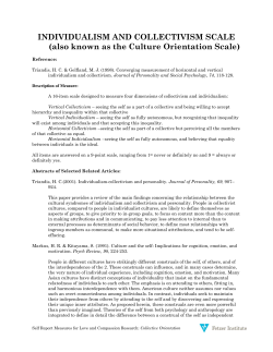 INDIVIDUALISM AND COLLECTIVISM SCALE (also known as the