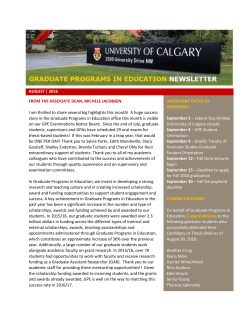 August 30, 2016 - Werklund School of Education