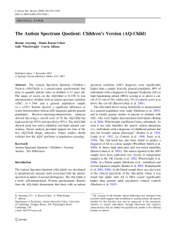 The Autism Spectrum Quotient: Children`s Version (AQ