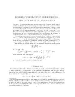 BOOTSTRAP PERCOLATION IN HIGH DIMENSIONS 1. Introduction