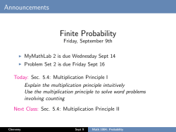 September 9: Multiplication Principle I