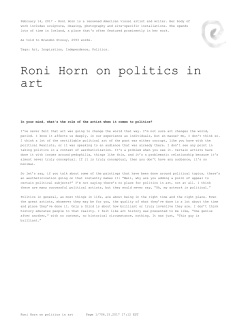 Roni Horn on politics in art &ndash; The Creative Independent