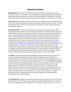 Biographies of Speakers - Idaho Legal Aid Services