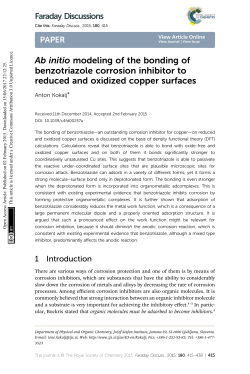Ab initio modeling of the bonding of benzotriazole