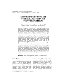 errors made by iraqi efl undergraduates in the use of prepositions