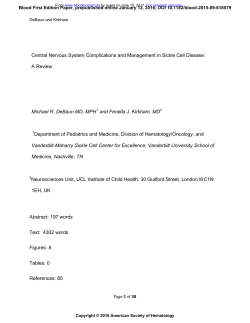 Central Nervous System Complications and Management in Sickle