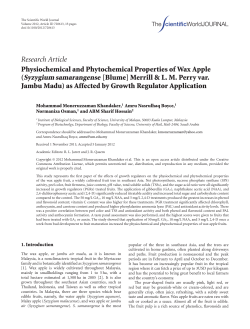 Physiochemical and Phytochemical Properties of Wax Apple