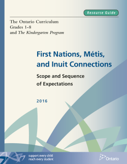 First Nations, M&eacute;tis, and Inuit Connections: Scope and Sequence of