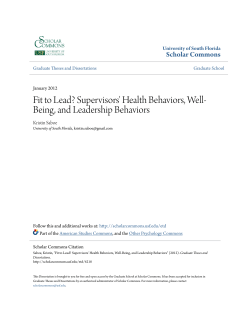 Fit to Lead? Supervisors` Health Behaviors, Well
