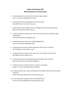 Battle of the Books 2017 Mock questions for team practice