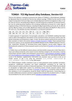 TCMG4 - Thermo-Calc Software
