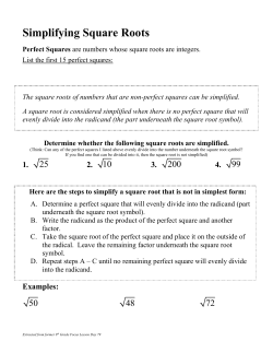 Simplifying Square Roots