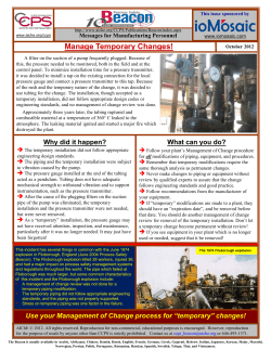 Manage Temporary Changes! - Safety and Chemical Engineering