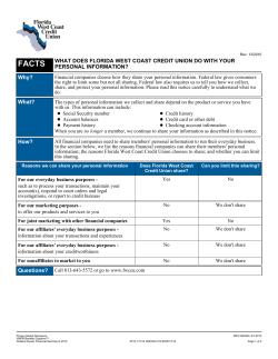 FACTS WHAT DOES FLORIDA WEST COAST CREDIT UNION DO
