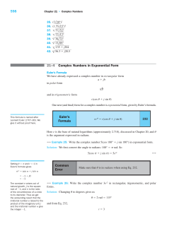 598 21&ndash;4 Complex Numbers in Exponential Form Euler`s