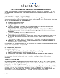 Statement Regarding the Prohibition of Human Trafficking | Charles