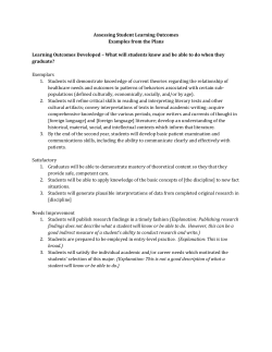 Assessing Student Learning Outcomes Examples from the Plans